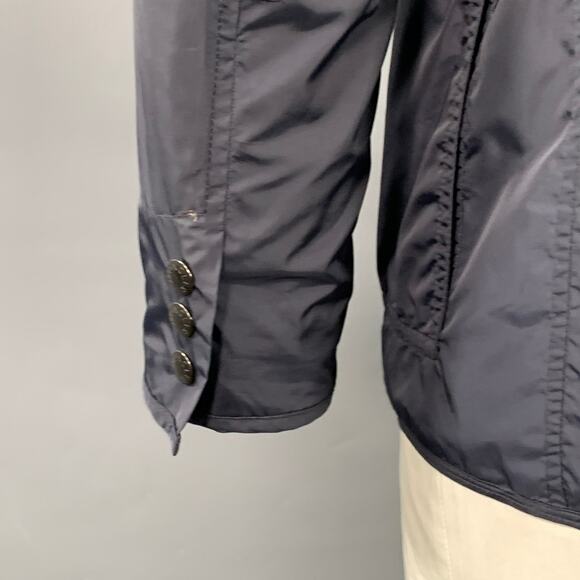 MONCLER Size L Millet Navy Grey Polyamide Layered Notch Lapel Jacket - Picture 5 of 10